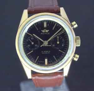 Royce Handaufzug Chronograph Black dial vergoldet