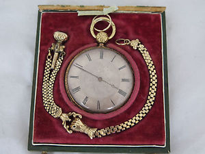 Awesome Antique 18K Gold DuBois Repeater Pocket Watch & Fob with Box