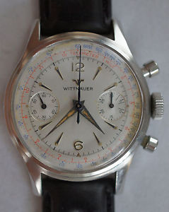 Vintage 1950's Wittnauer Chronograph Stainless Steel Watch Cal 14W Venus 188 Box