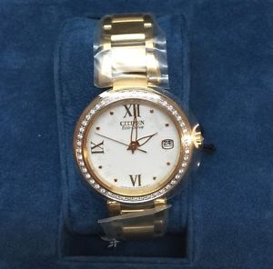 #8 NEW Citizen Signature EO1102-51A Marne 49 Diamond Gold White Dial Watch