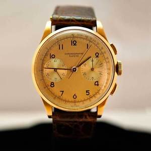 Vintage Mens 18k Rose Gold Chronographe Suisse Wrist Watch Gents Jewelry