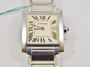 orologio cartier Tank francaise ref. 2465 donna quarzo acciaio