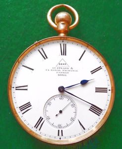 Schwere Goldene Taschenuhr-Chronometer 18 Karat “Dent London“, Kronenaufzug 1860