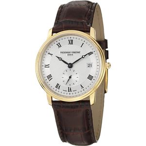 Frederique Constant Slim Line Silver Dial Brown Leather Mens Watch 245M4S5