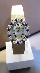 Women's Analog Lucien Piccard 14k Yellow Gold Wristwatch w/ Diamonds/Sapphires