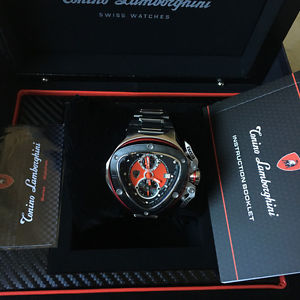Brand New TONINO LAMBORGHINI Men's Spyder Steel Red Trim  Chronograph Watch
