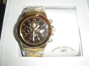 BNWT Mens Gold/Black ANDRE' BELFONT Le Capitaine KENDOR VAN NOAH sealed Watch