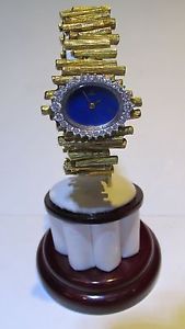 Women's Analog Mechanical Ebel 18k Yellow Gold with Lapis Dial Wristwatch