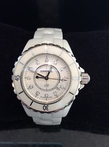 Chanel J12 White Women's Wristwatch Diamonds Beautiful Authenticity Guaranteed