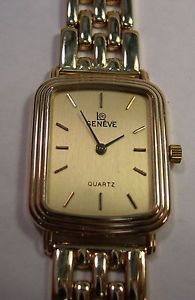 14kt Solid Gold Geneve Quartz Bracelet Watch