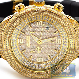 Mens Diamond Watch Joe Rodeo Master JJM69 6.50 ct Yellow Gold Black Rubber