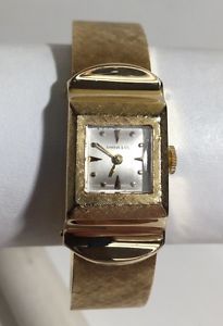 VINTAGE SHREVE & CO SOLID 14K YG CUFF BAND BEAUTIFUL LADIES WRIST WATCH