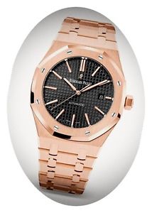 UNWORN ~ Audemars Piguet Royal Oak Rose Gold, Rose Gold Bracelet Black Dial 41mm