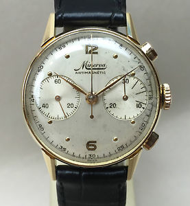 Vintage Minerva Chronograph 18k sold gold   Cal. 20ch