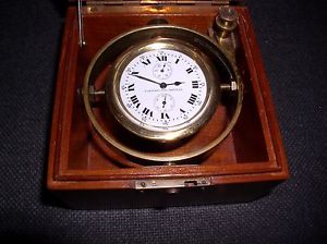 ELGIN NAUTICAL SHIP WATCH (CHRONOMETER) W/BOTH BOXES 21J W/WIND INDICATOR