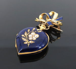 1890’s Ed Richard Rose Cut Diamond & Enamel 18K Gold Pocket Watch & Fob