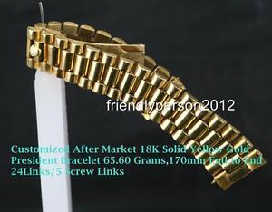 Customized After Market 18K Solid Yellow Gold Men's 20mm President Bracelet 8385
