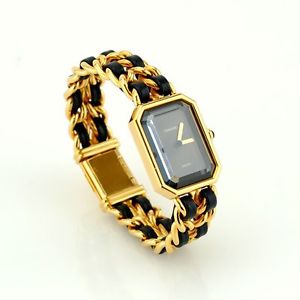 CHANEL Vintage Premiere CC Gold Chain Belt Leather COCO Montres Quartz Watch