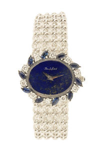 Bueche-Girod 18k White Gold, Sapphire & Diamond Bezel Ladies’ Bracelet Watch ...