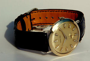 HAMILTON elegante Weißgold-Uhr der 50er Jahre mit Brillant-Zifferblatt