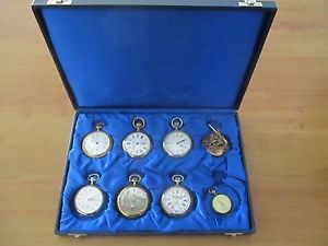 POCKET WATCH COLLECTION 6 PCS + WATCH CHAIN AND STORAGE BOX