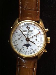 PAUL PICOT CHRONOGRAPH TRIPLE CALENDAR MOONPHASE 18k SOLID GOLD