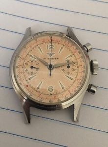 Vintage Wittnauer Chronograph Telemeter Watch Stainless Steel w Amazing Patina