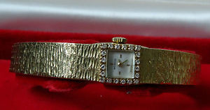 1968 MOVADO VINTAGE 18K SOLID GOLD & DIAMONDS SWISS MADE LADIES WATCH