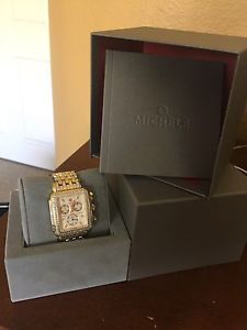 Brand New Michele XL Diamond Deco Two Tone Gold/Silver!
