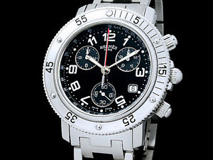 Auth HERMES Clipper Diver Chronograph CL2.910 SS Quartz Men's Watch(28.4.12)