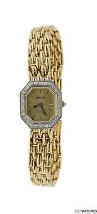 Ladies Geneva Vintage 14K Yellow Gold Diamonds Quartz Watch