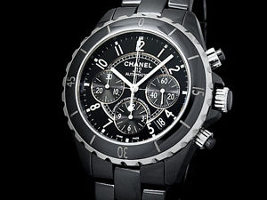 Auth CHANEL J12 Chronograph H0940 Black Ceramic/SS Auto Men's Watch(28.4.12)