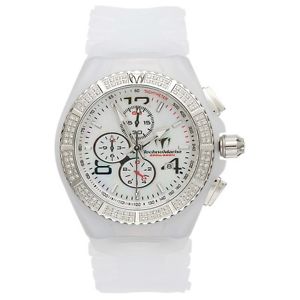White Rubber Cruise Magnum Chronograph Diamonds Mother Of Pearl