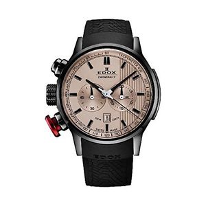 Edox Men's 10302 37N ROIN Chronorally Analog Display Swiss Quartz Black Watch