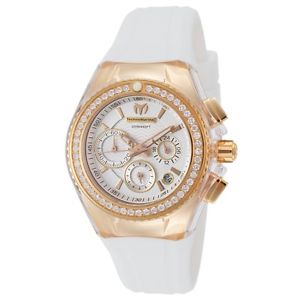 Women's Cruise Diamonds Chronograph White Silicone Silver-Tone Dial