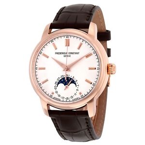 Classic Moonphase Automatic Silver Dial Brown Leather Men's Watch