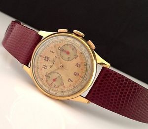 RARITY & AMAZING CORTEBERT Gold Plated CHRONOGRAPH mens watch 1940s!