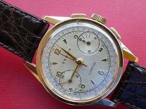 ZENITH CHRONOGRAPH COMPUR VINTAGE 1940' SOLID 18 K GOLD