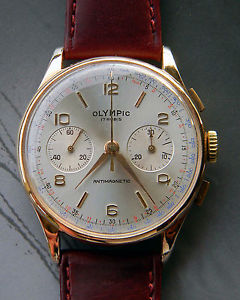 VINTAGE GOLD CASE 18 KT OLYMPIC LANDERON CAL.48 GENTS CHRONOGRAPH  WRISTWATCH