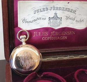 18k Gold Jules Jurgensen Minute Repeater Bow Set HC Pocket Watch Orig Box Papers