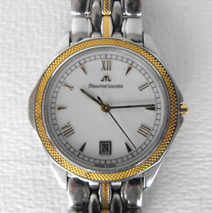 RARE Maurice Lacroix SWISS 32 mm WATCH MEN with golden rim used GREAT Cond 1994