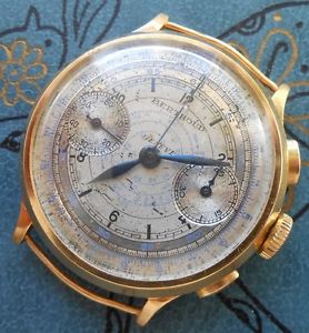 LOW PRICE! 1930's 18K Gold Swiss Chronograph Berthoud Universal Geneve cal. 385
