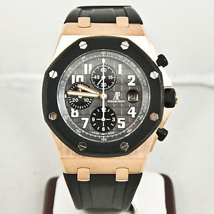 Audemars Piguet 44mm 18Kt Rose Gold Case Rubber Clad Automatic Chronograph Watch