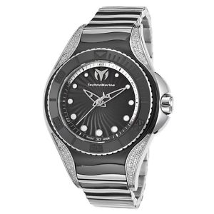 Women's Blue Manta Diamond SS and Black Ceramic and Dial
