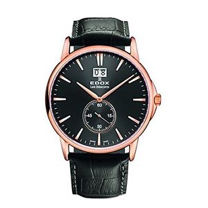 Edox Men's 64012 37R NIR Les Bemonts Analog Display Swiss Quartz Black Watch