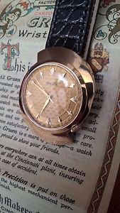 vintage Gruen super raro BIG SIZE in oro massiccio N.O.S