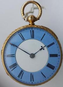 18ct GOLD &  ENAMEL Fusee Lever PW  : BARRAUD & LUND  -  MINT :  LONDON 1865c