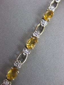 ESTATE 7.74CTW DIAMOND YELLOW CITRINE 14K 2 TONE GOLD HEART BRACELET 7.5" #21561