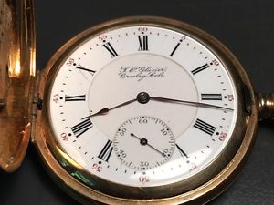 GLAZIER WATCHES, COLORADO ~14K GOLD HUNTER POCKET WATCH - 111 GRAMS - WORKS!