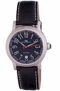 Yonger and Bresson Mens YBH 8302K-01 Automatic Black Calfskin Date Watch